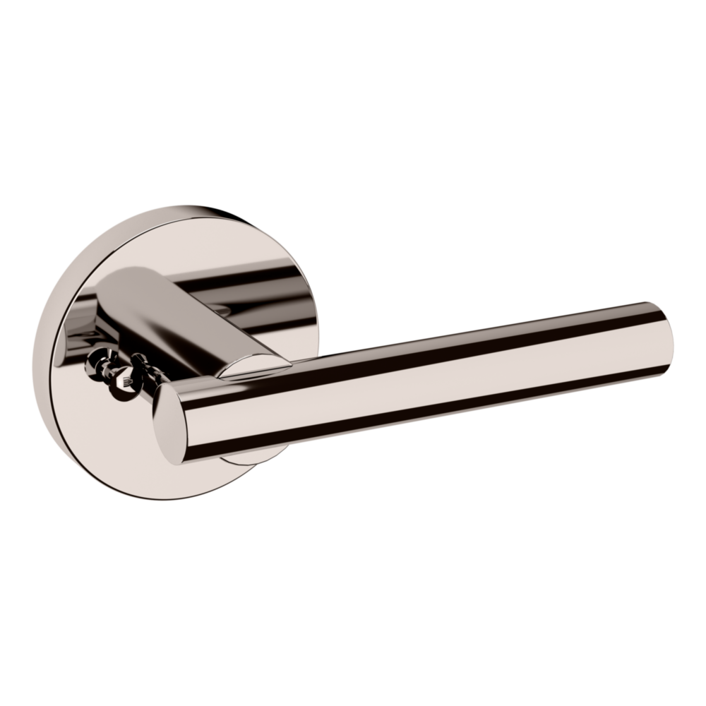 Baldwin 5137 Contemporary Straight Lever Set with 5046 Rose Lifetime (PVD) Polished Nickel / Privacy / Reversible