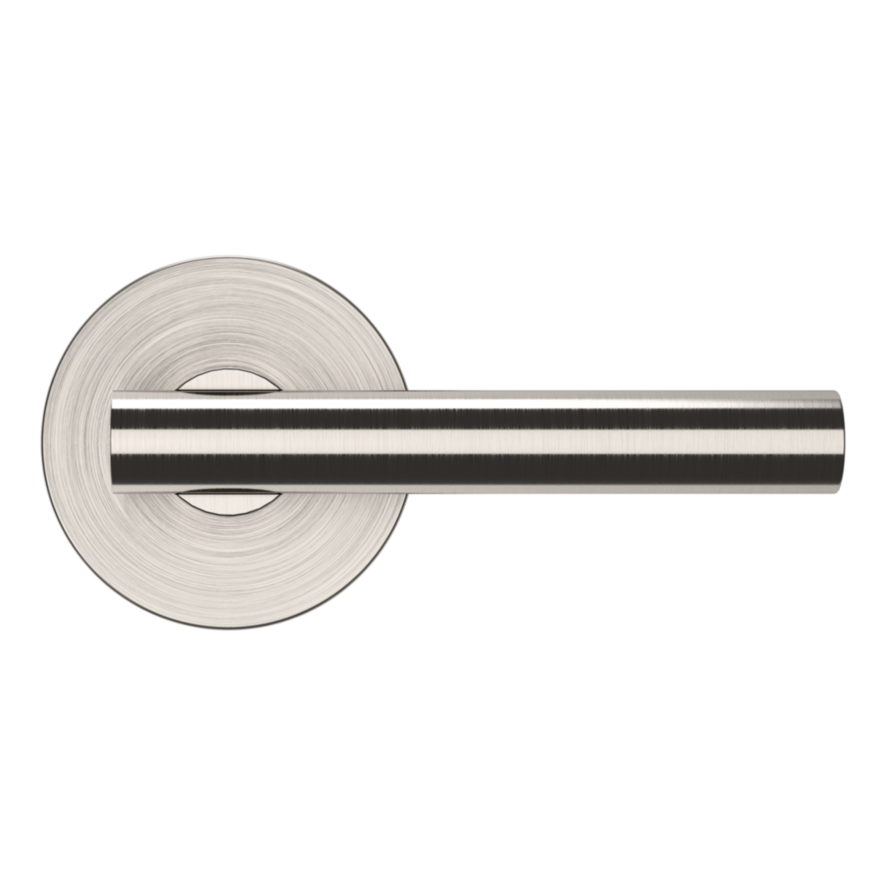 Baldwin 5137 Contemporary Straight Lever Set with 5046 Rose Lifetime (PVD) Satin Nickel / Privacy / Reversible