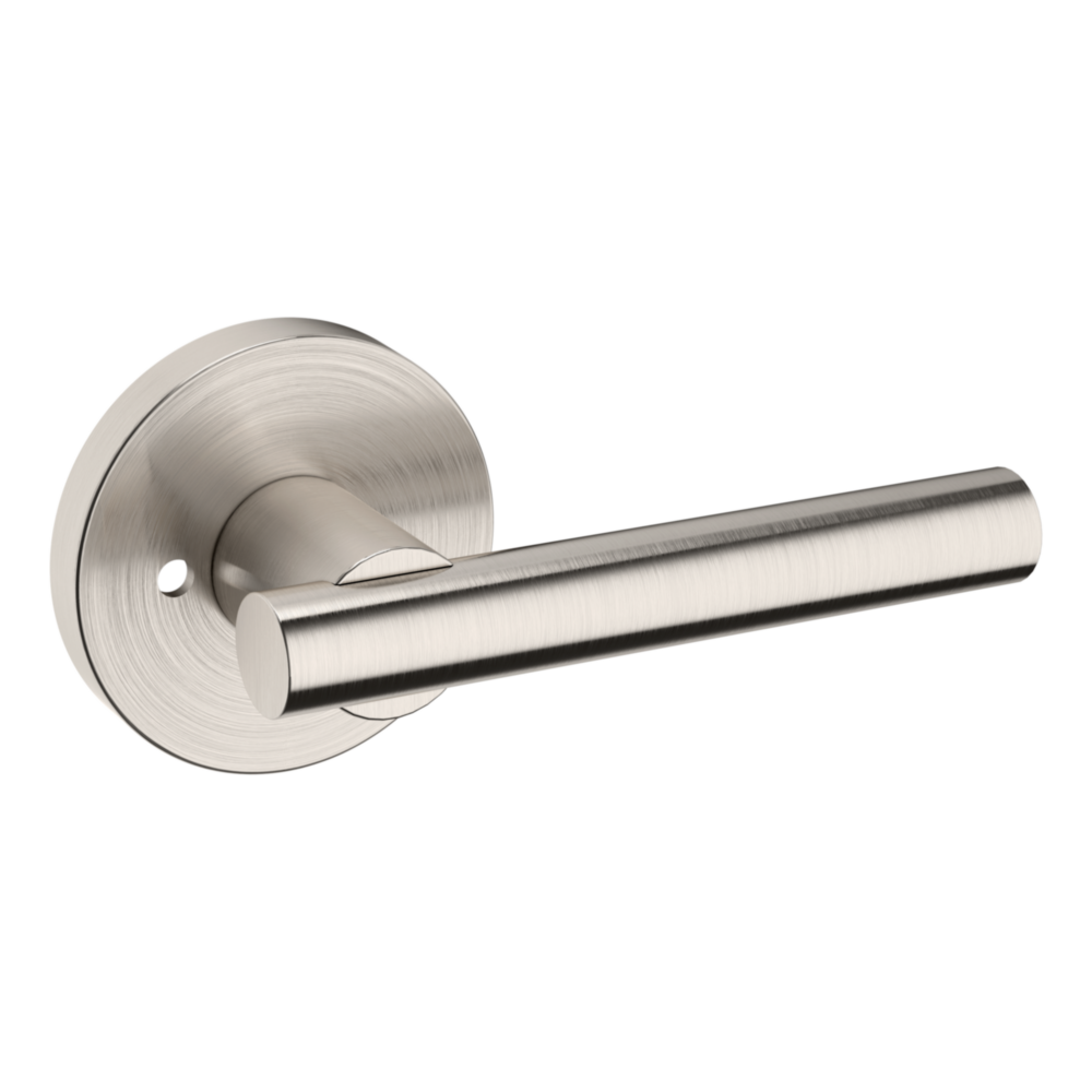Baldwin 5137 Contemporary Straight Lever Set with 5046 Rose Lifetime (PVD) Satin Nickel / Privacy / Reversible