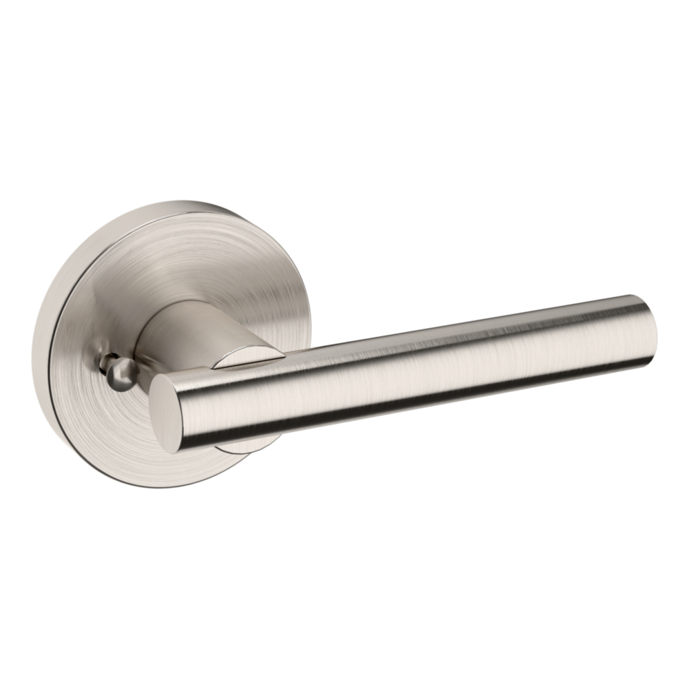 Baldwin 5137 Contemporary Straight Lever Set with 5046 Rose Lifetime (PVD) Satin Nickel / Privacy / Reversible