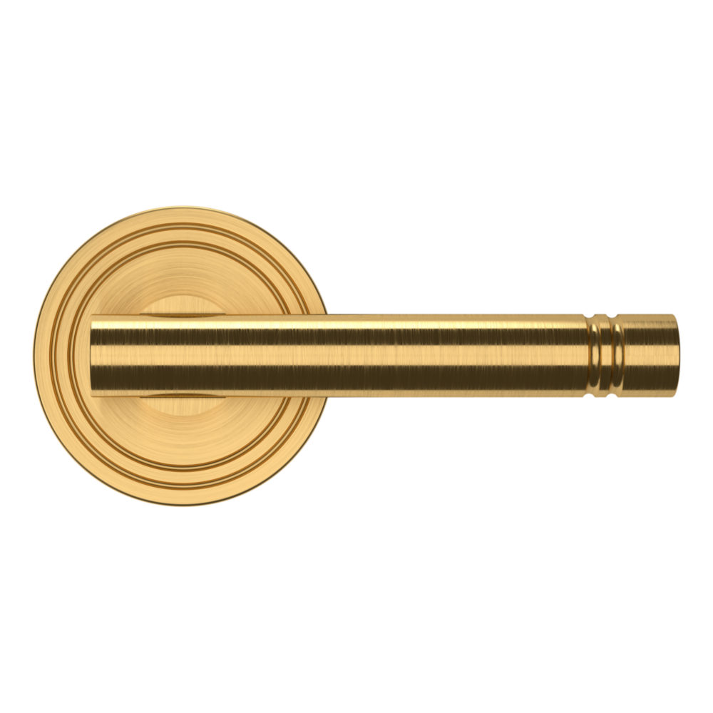 Baldwin 5138 Contemporary Straight Lever Set with 5047 Rose Lifetime (PVD) Satin Brass / Full Dummy / Reversible