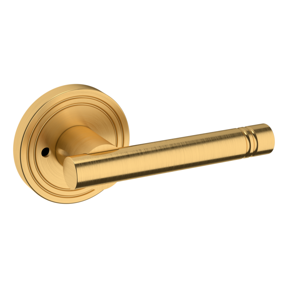 Baldwin 5138 Contemporary Straight Lever Set with 5047 Rose Lifetime (PVD) Satin Brass / Privacy / Reversible