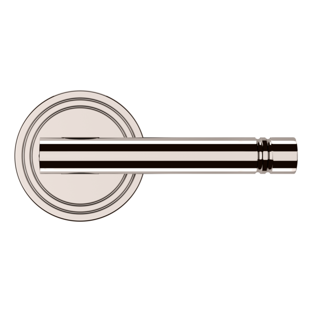 Baldwin 5138 Contemporary Straight Lever Set with 5047 Rose Lifetime (PVD) Polished Nickel / Privacy / Reversible