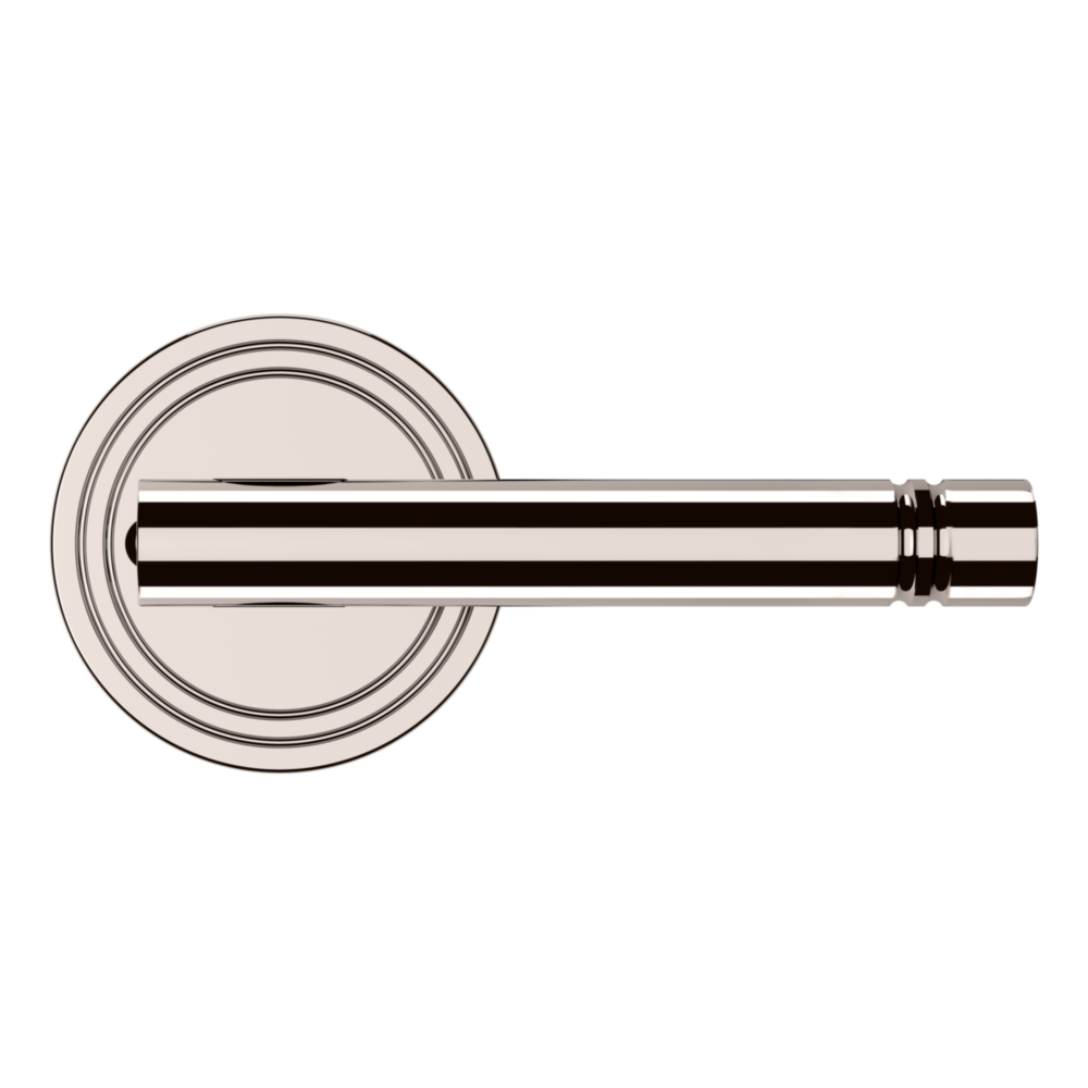 Baldwin 5138 Contemporary Straight Lever Set with 5047 Rose Lifetime (PVD) Polished Nickel / Privacy / Reversible