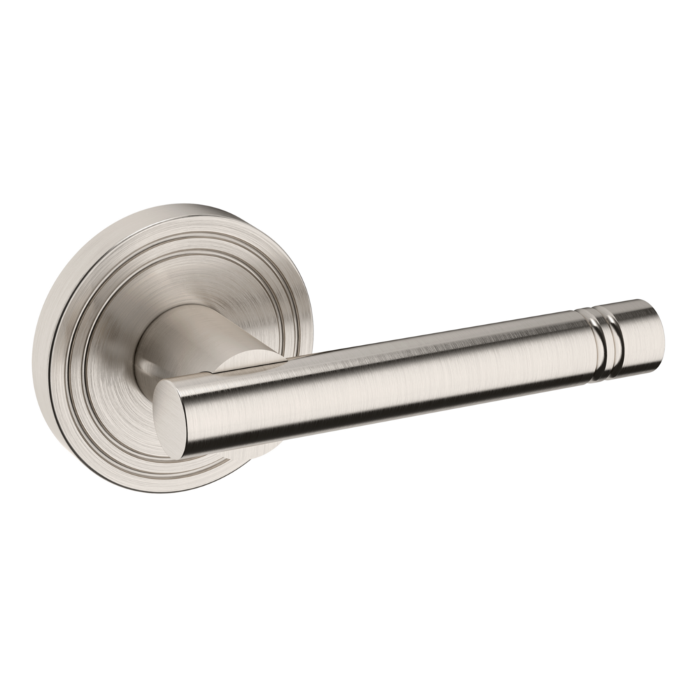 Baldwin 5138 Contemporary Straight Lever Set with 5047 Rose Lifetime (PVD) Satin Nickel / Full Dummy / Reversible
