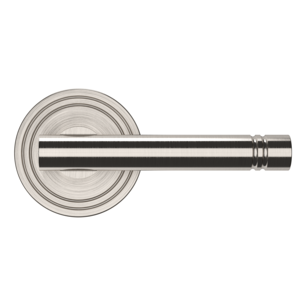 Baldwin 5138 Contemporary Straight Lever Set with 5047 Rose Lifetime (PVD) Satin Nickel / Privacy / Reversible