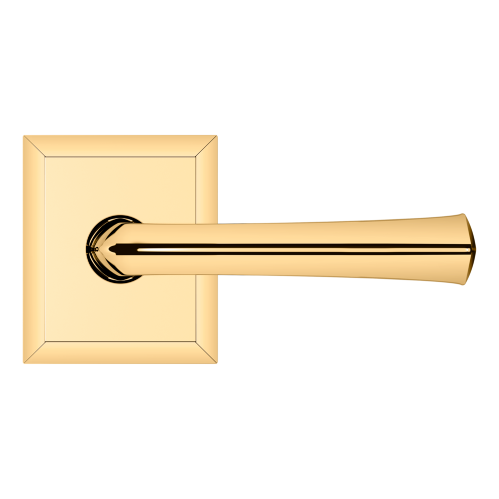 Baldwin 5141 Traditional Straight Lever Set with R033 Rose Lifetime (PVD) Polished Brass / Full Dummy / Reversible