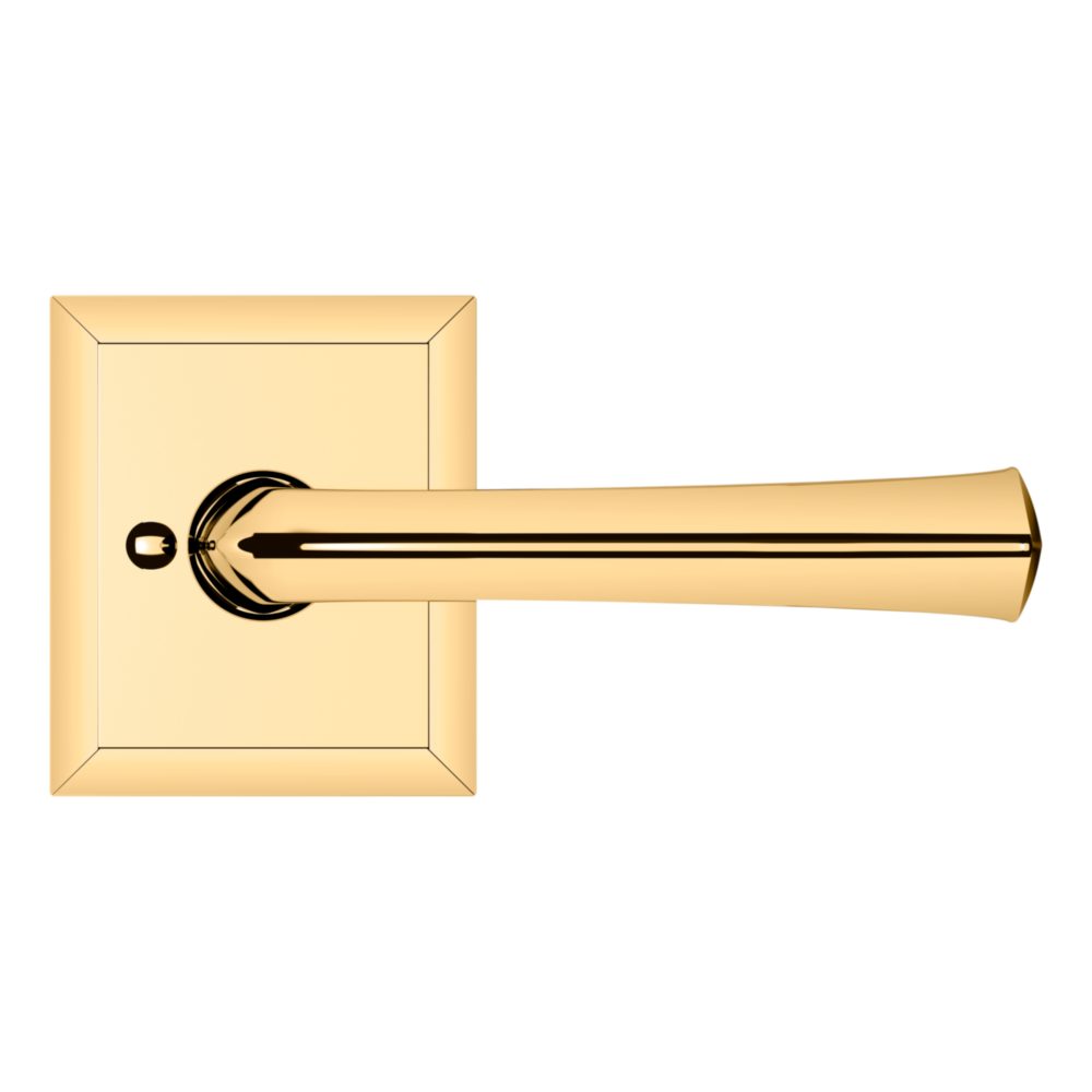 Baldwin 5141 Traditional Straight Lever Set with R033 Rose Lifetime (PVD) Polished Brass / Privacy / Reversible