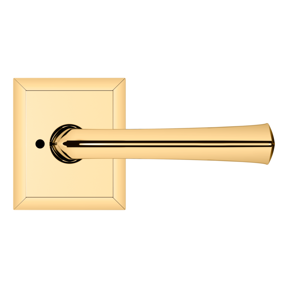 Baldwin 5141 Traditional Straight Lever Set with R033 Rose Non-Lacquered Brass / Privacy / Reversible