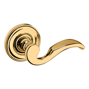 Baldwin 5152 Wave Lever Set with 5017 Rose Lifetime (PVD) Polished Brass / Full Dummy / Reversible