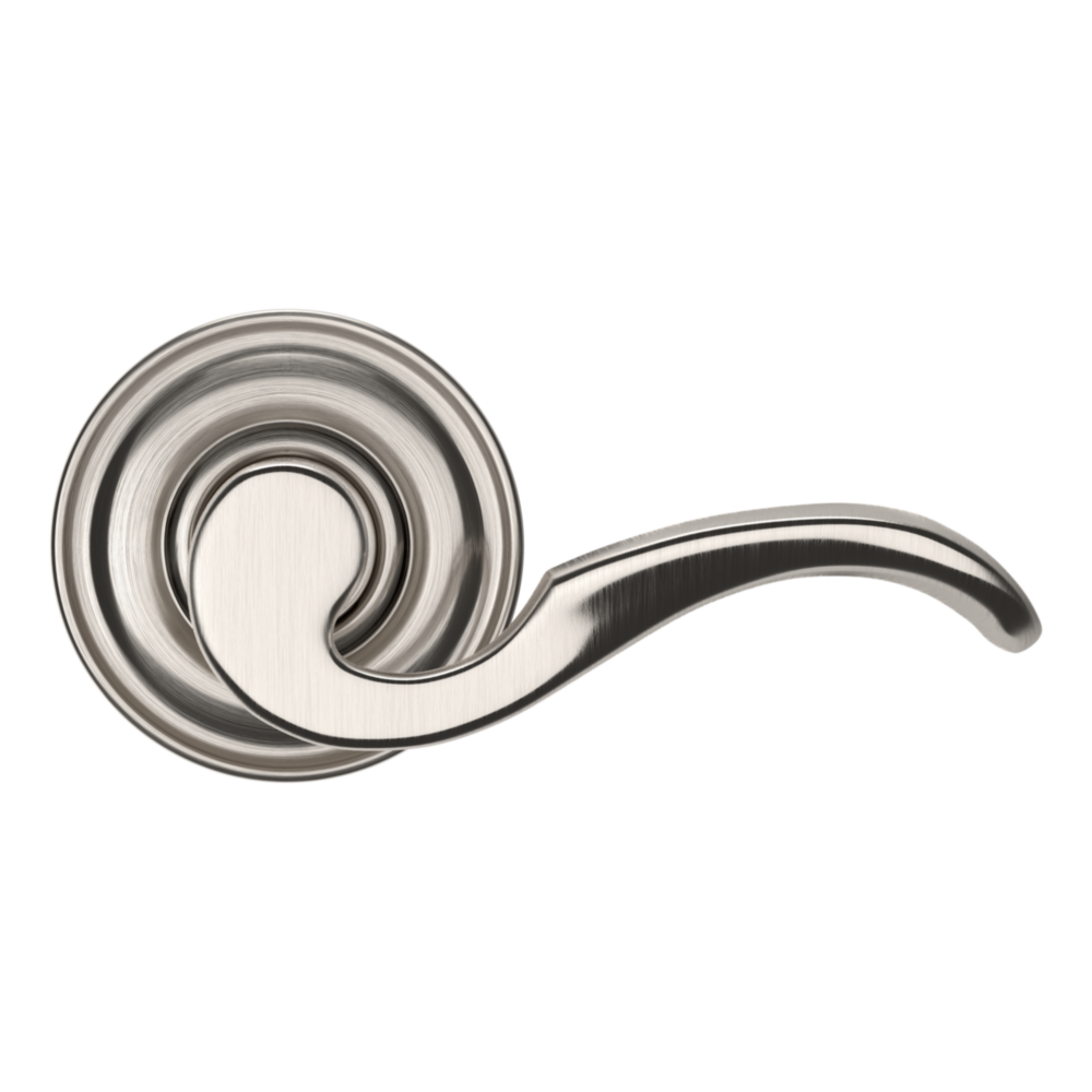 Baldwin 5152 Wave Lever Set with 5017 Rose Lifetime (PVD) Satin Nickel / Passage / Reversible