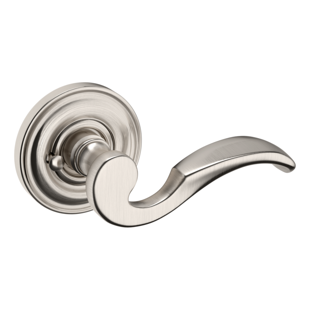 Baldwin 5152 Wave Lever Set with 5017 Rose Lifetime (PVD) Satin Nickel / Privacy / Reversible