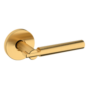 Baldwin 5161 Contemporary Straight Lever Set with 5046 Rose Lifetime (PVD) Satin Brass / Full Dummy / Reversible