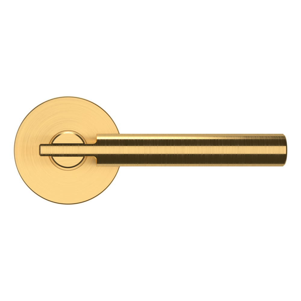 Baldwin 5161 Contemporary Straight Lever Set with 5046 Rose Lifetime (PVD) Satin Brass / Full Dummy / Reversible
