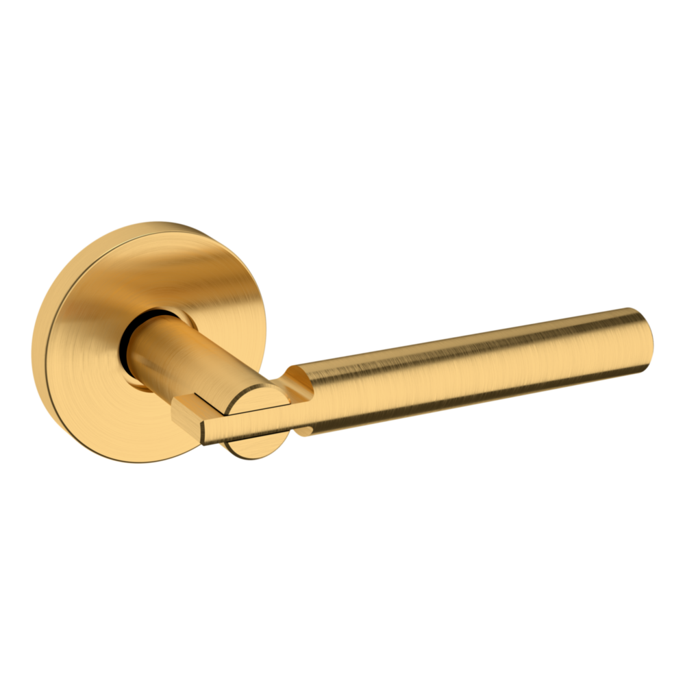 Baldwin 5161 Contemporary Straight Lever Set with 5046 Rose Lifetime (PVD) Satin Brass / Passage / Reversible