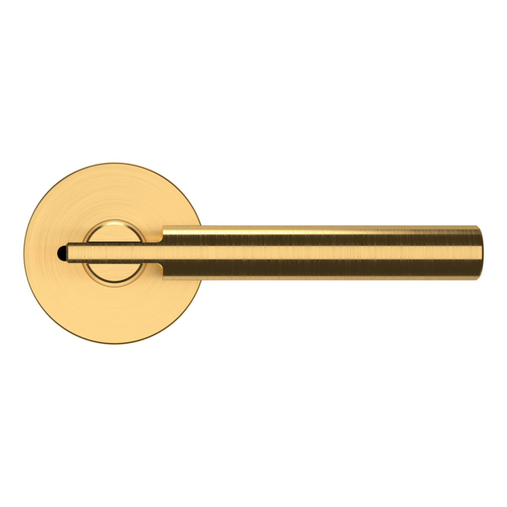 Baldwin 5161 Contemporary Straight Lever Set with 5046 Rose Lifetime (PVD) Satin Brass / Privacy / Reversible
