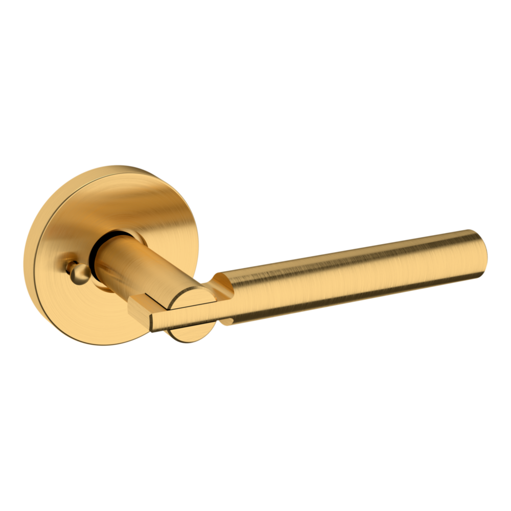 Baldwin 5161 Contemporary Straight Lever Set with 5046 Rose Lifetime (PVD) Satin Brass / Privacy / Reversible