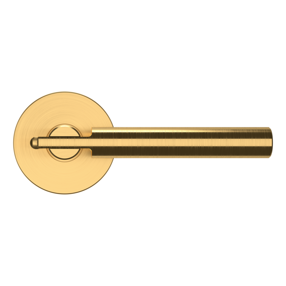 Baldwin 5161 Contemporary Straight Lever Set with 5046 Rose Lifetime (PVD) Satin Brass / Privacy / Reversible