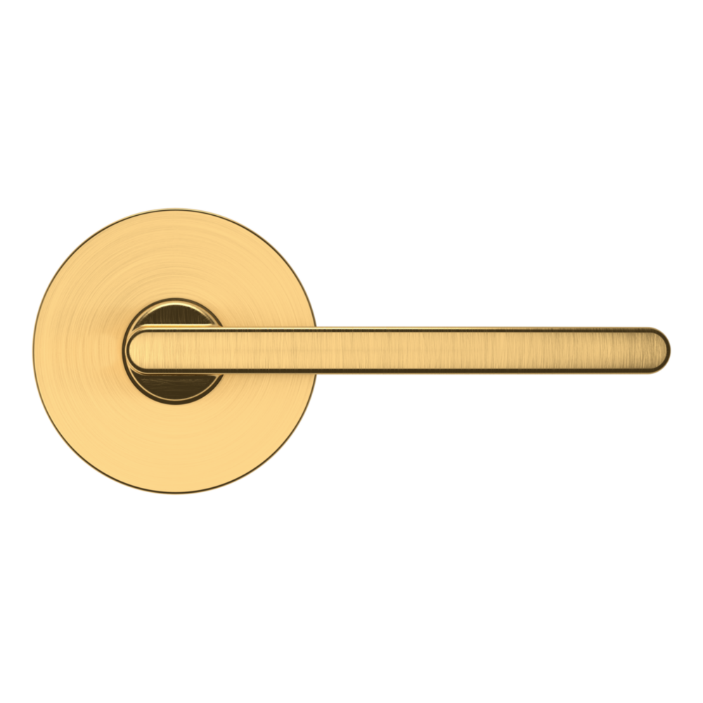 Baldwin 5164 Contemporary Straight Lever Set with 5046 Rose Lifetime (PVD) Satin Brass / Passage / Reversible