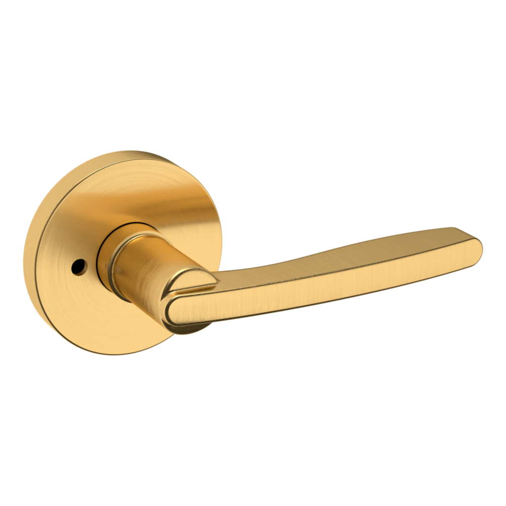 Baldwin 5164 Contemporary Straight Lever Set with 5046 Rose Lifetime (PVD) Satin Brass / Privacy / Reversible
