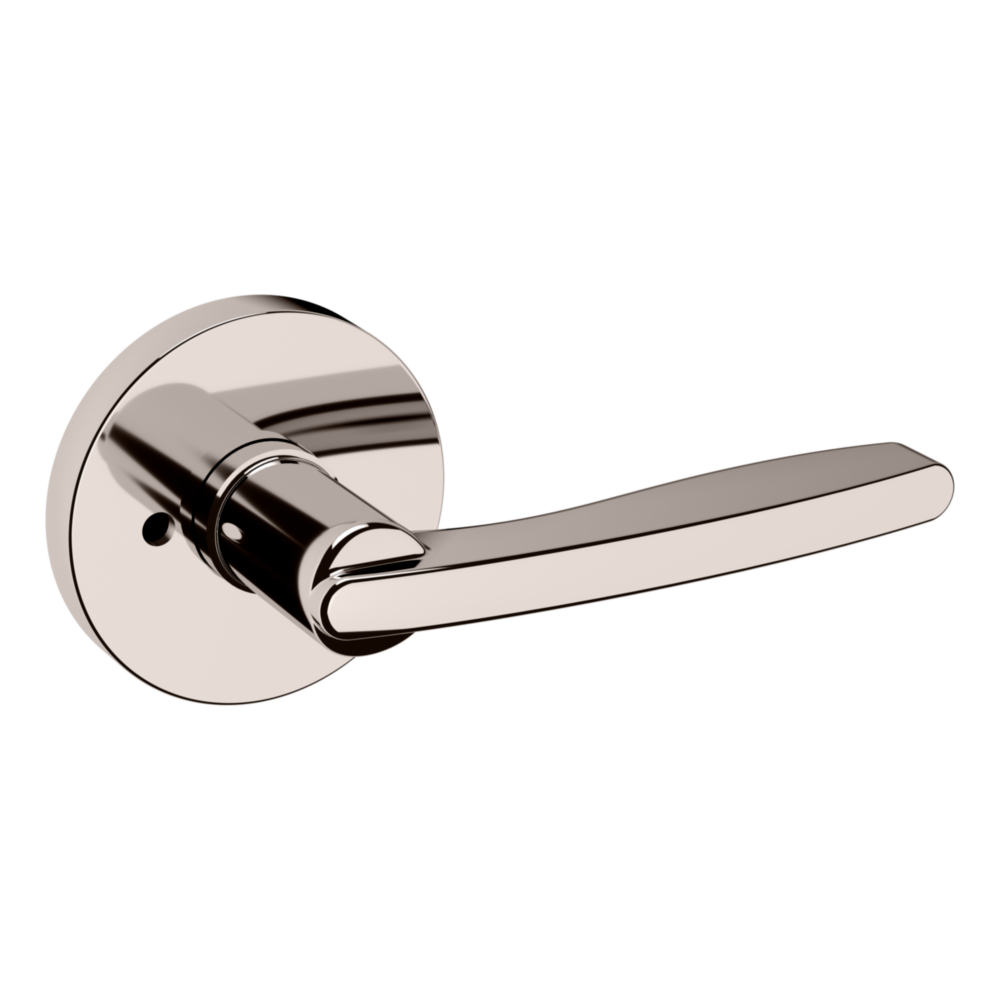 Baldwin 5164 Contemporary Straight Lever Set with 5046 Rose Lifetime (PVD) Polished Nickel / Privacy / Reversible