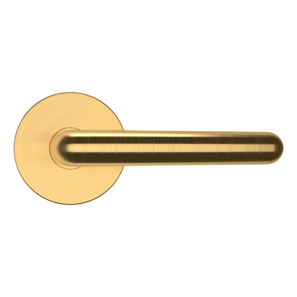 Baldwin 5165 Contemporary Straight Lever Set with 5046 Rose Lifetime (PVD) Satin Brass / Full Dummy / Reversible