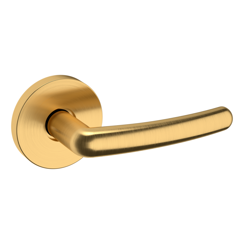 Baldwin 5165 Contemporary Straight Lever Set with 5046 Rose Lifetime (PVD) Satin Brass / Full Dummy / Reversible