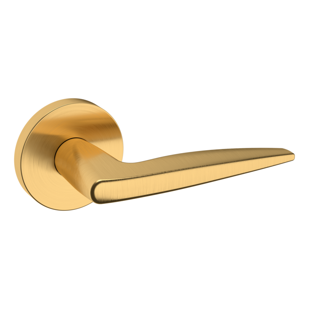 Baldwin 5166 Contemporary Straight Lever Set with 5046 Rose Lifetime (PVD) Satin Brass / Full Dummy / Reversible