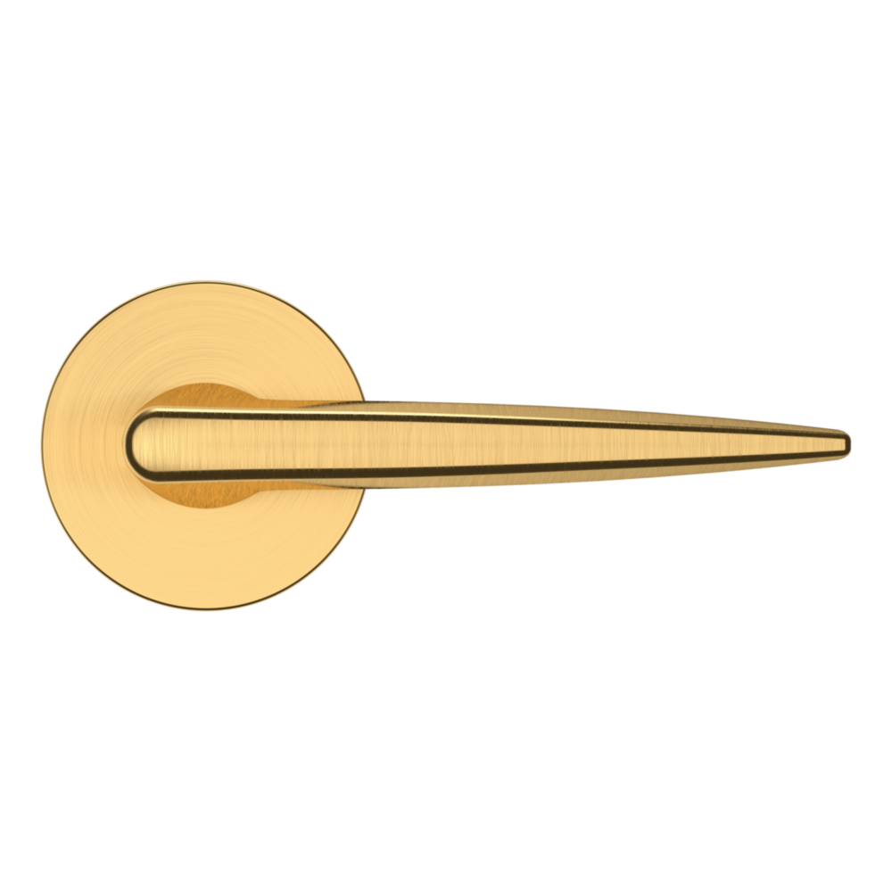 Baldwin 5166 Contemporary Straight Lever Set with 5046 Rose Lifetime (PVD) Satin Brass / Passage / Reversible