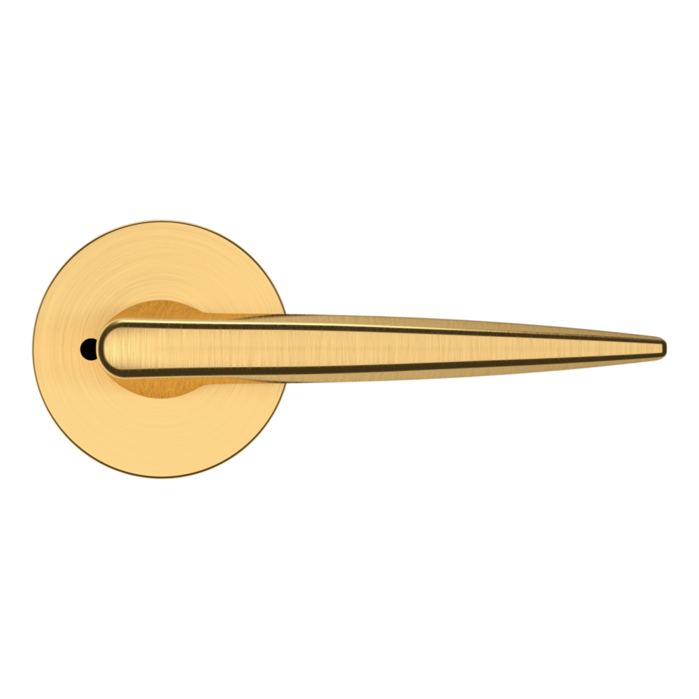 Baldwin 5166 Contemporary Straight Lever Set with 5046 Rose Lifetime (PVD) Satin Brass / Privacy / Reversible