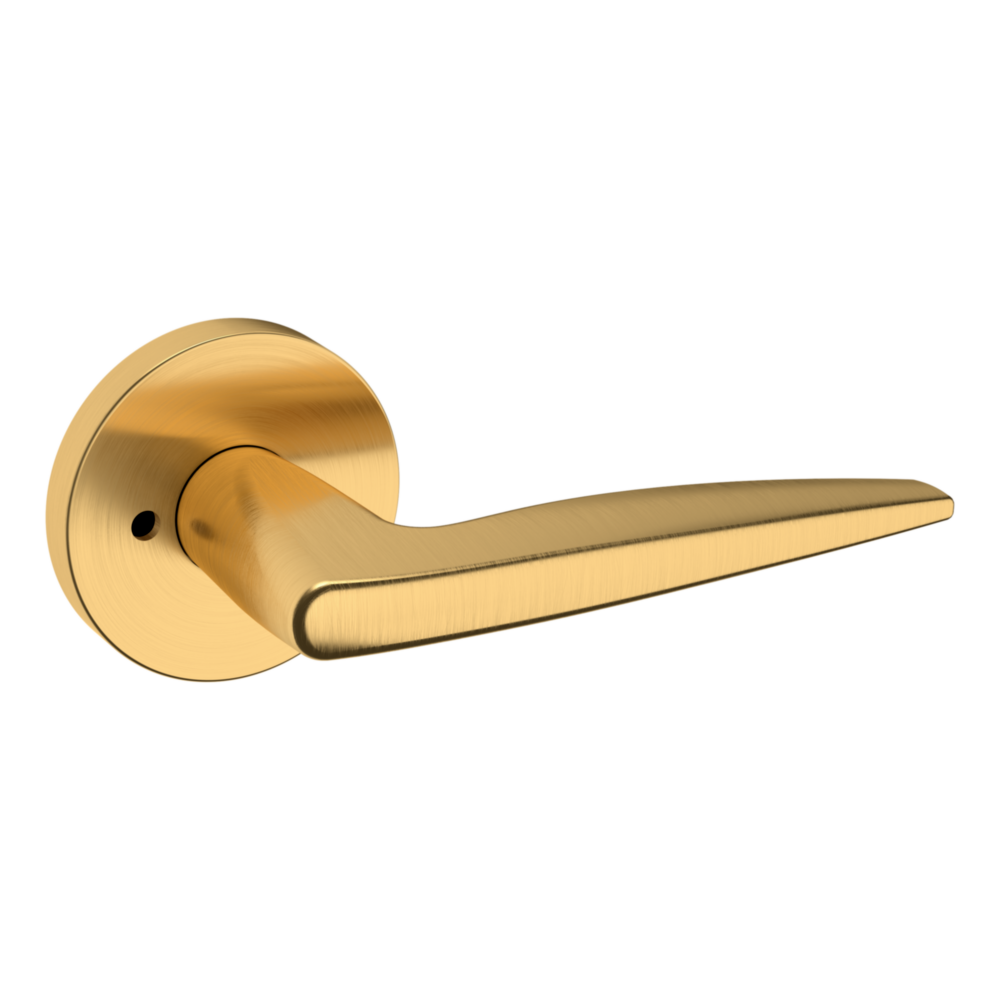 Baldwin 5166 Contemporary Straight Lever Set with 5046 Rose Lifetime (PVD) Satin Brass / Privacy / Reversible