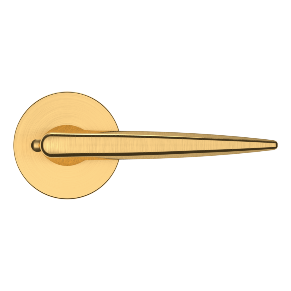 Baldwin 5166 Contemporary Straight Lever Set with 5046 Rose Lifetime (PVD) Satin Brass / Privacy / Reversible