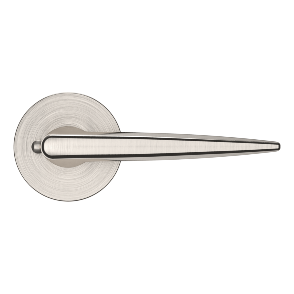 Baldwin 5166 Contemporary Straight Lever Set with 5046 Rose Lifetime (PVD) Satin Nickel / Privacy / Reversible