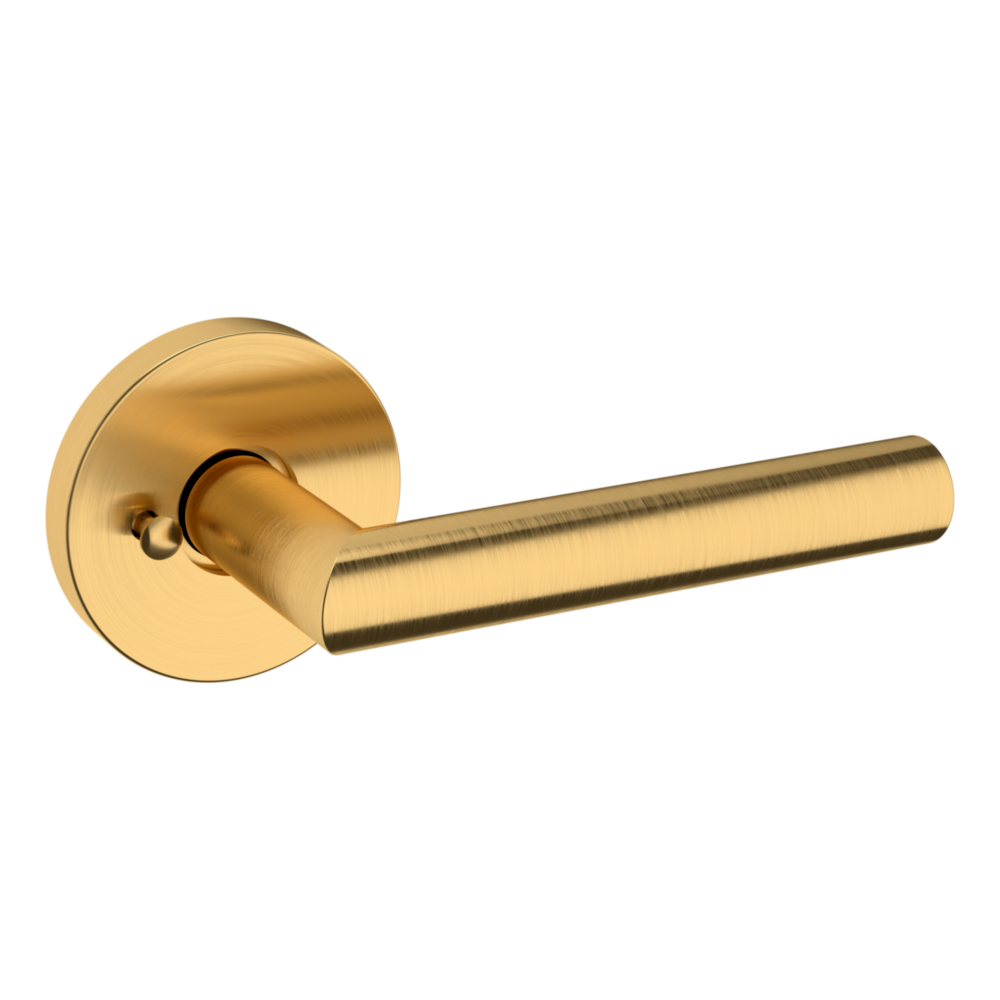 Baldwin 5173 Contemporary Straight Lever Set with 5046 Rose Lifetime (PVD) Satin Brass / Privacy / Reversible