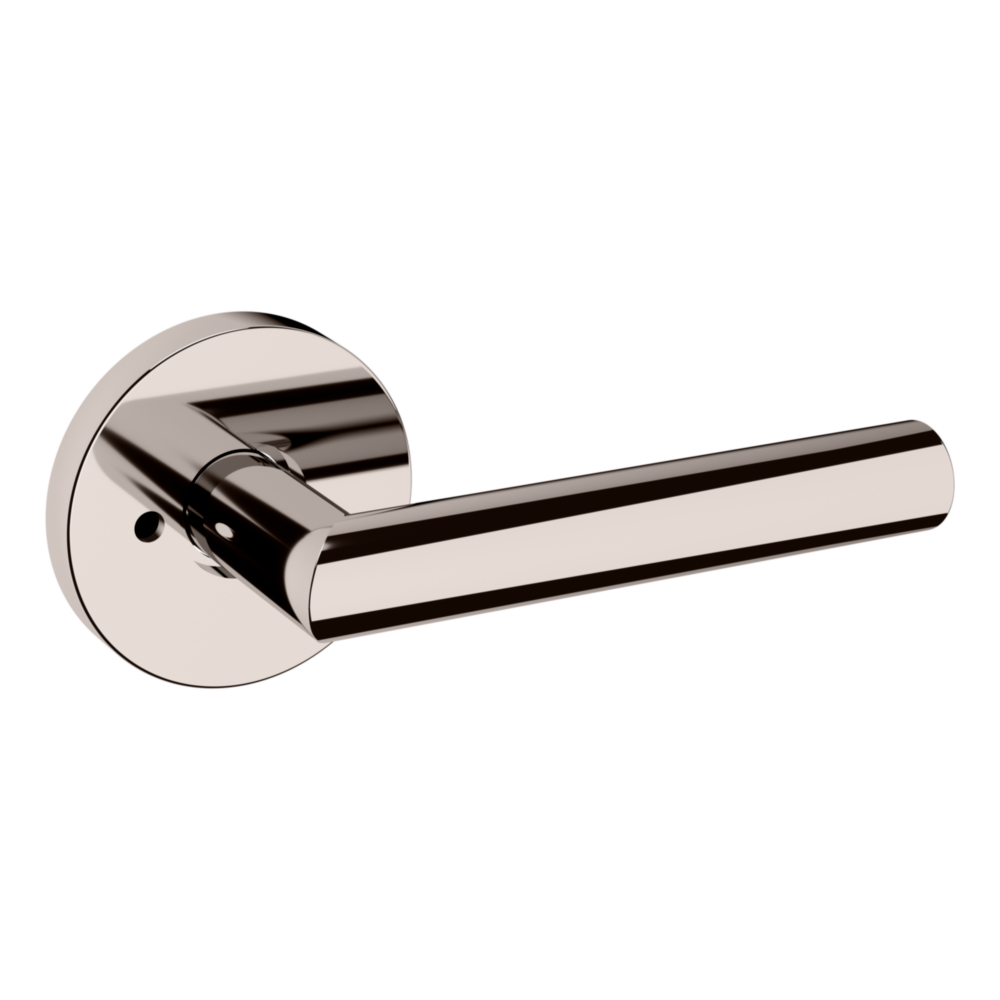 Baldwin 5173 Contemporary Straight Lever Set with 5046 Rose Lifetime (PVD) Polished Nickel / Privacy / Reversible
