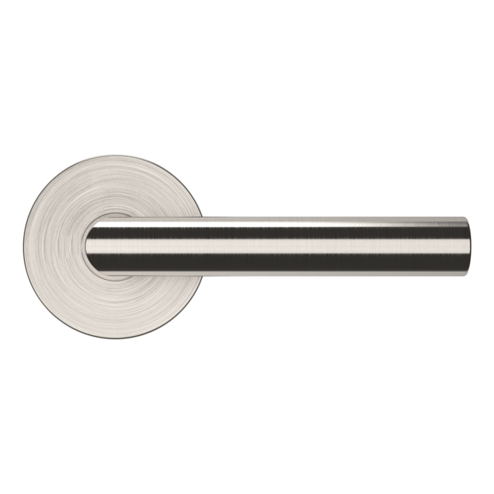 Baldwin 5173 Contemporary Straight Lever Set with 5046 Rose Lifetime (PVD) Satin Nickel / Full Dummy / Reversible