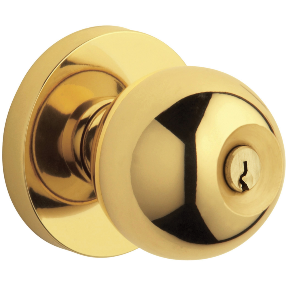 Baldwin Keyed Contemporary Knob Set with Rose Lifetime (PVD) Polished Brass / Entry / Reversible