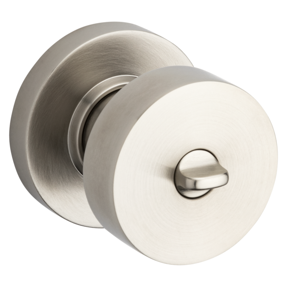 Baldwin Keyed Contemporary Knob Set with Round Rose Lifetime (PVD) Satin Nickel / Entry / Reversible