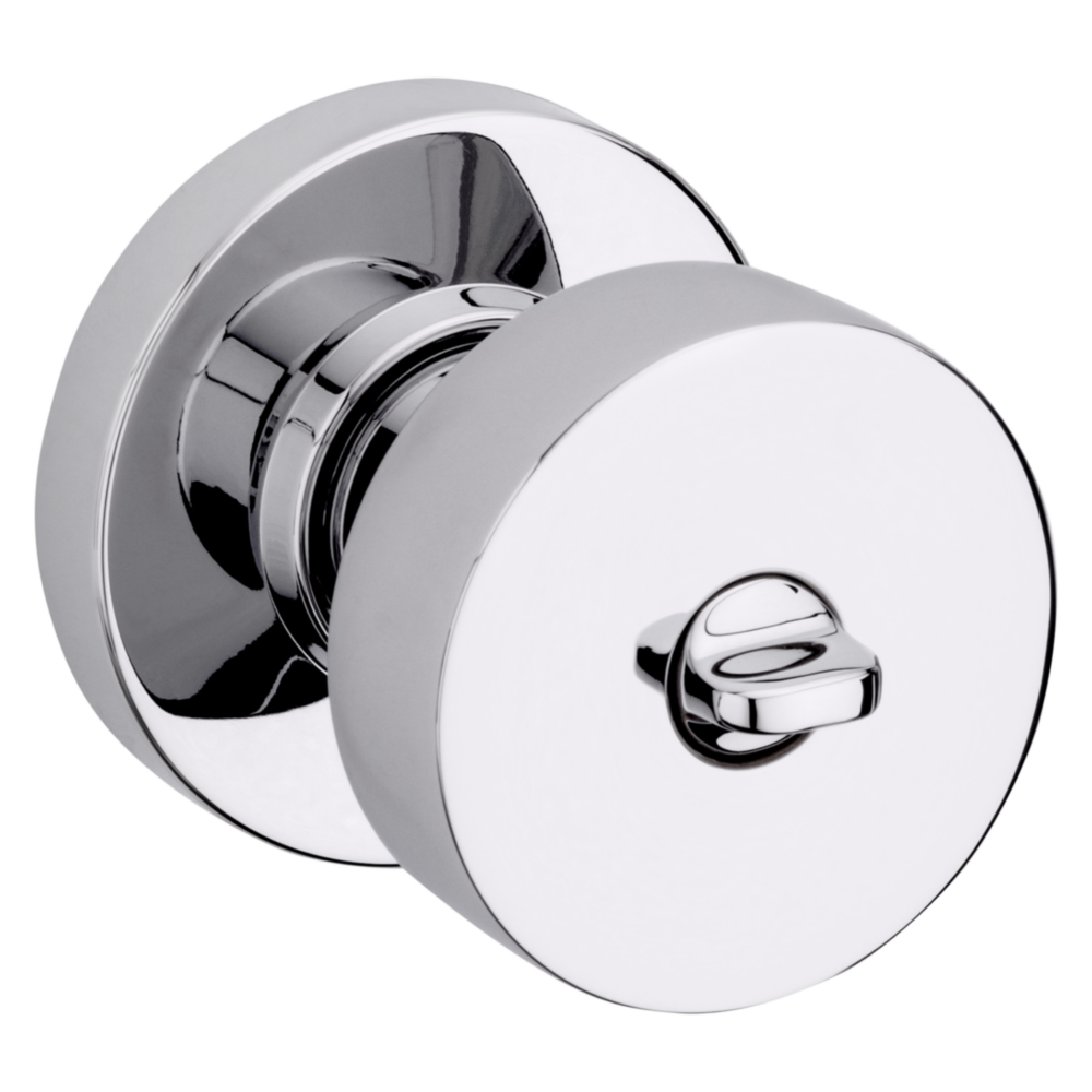 Baldwin Keyed Contemporary Knob Set with Round Rose Polished Chrome / Entry / Reversible