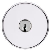 Baldwin Keyed Contemporary Knob Set with Round Rose Polished Chrome / Entry / Reversible