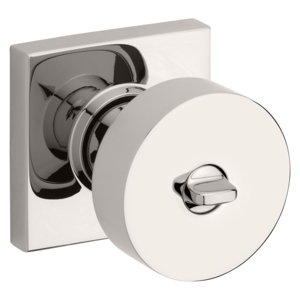 Baldwin Keyed Contemporary Knob Set with Square Rose Lifetime (PVD) Polished Nickel / Entry / Reversible