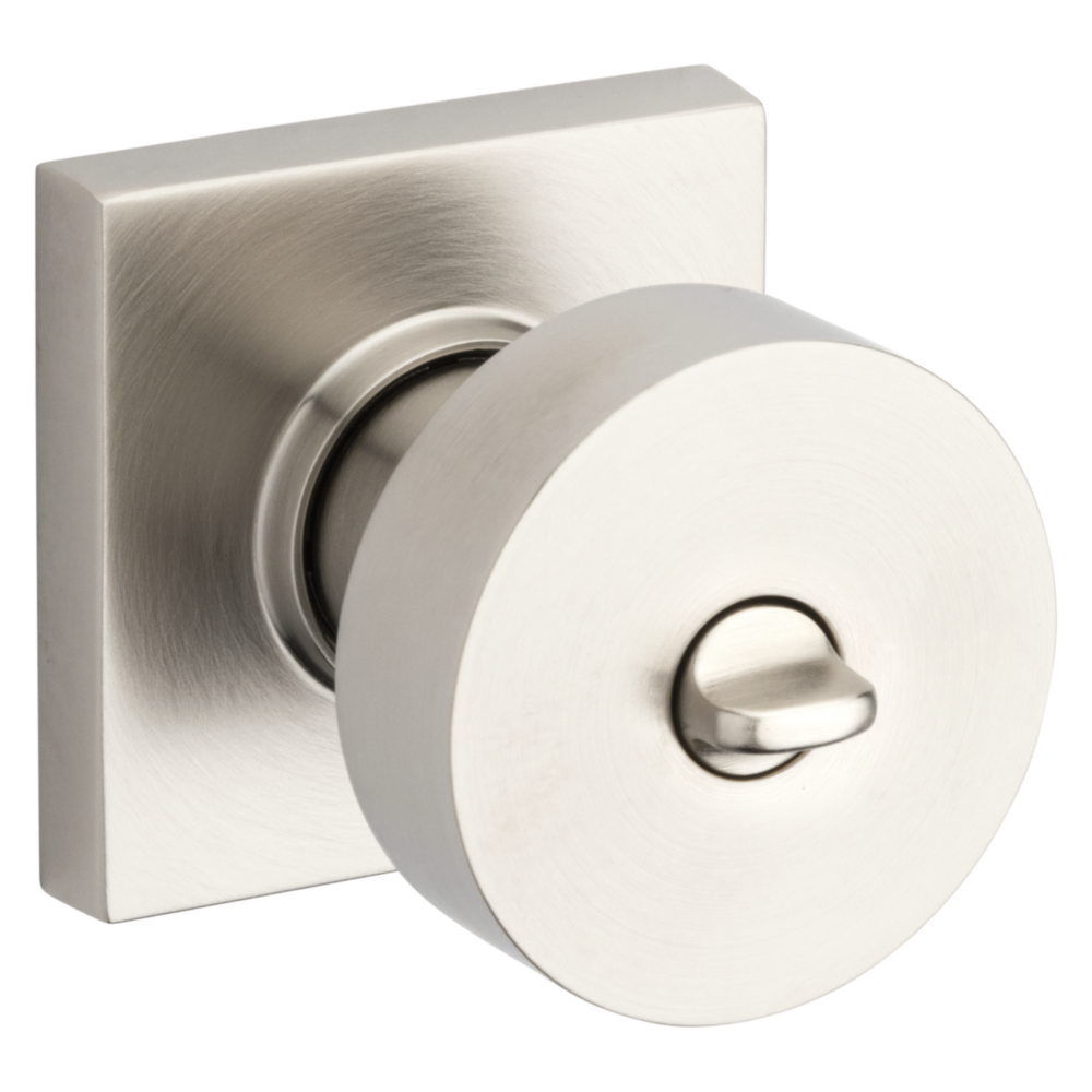 Baldwin Keyed Contemporary Knob Set with Square Rose Lifetime (PVD) Satin Nickel / Entry / Reversible