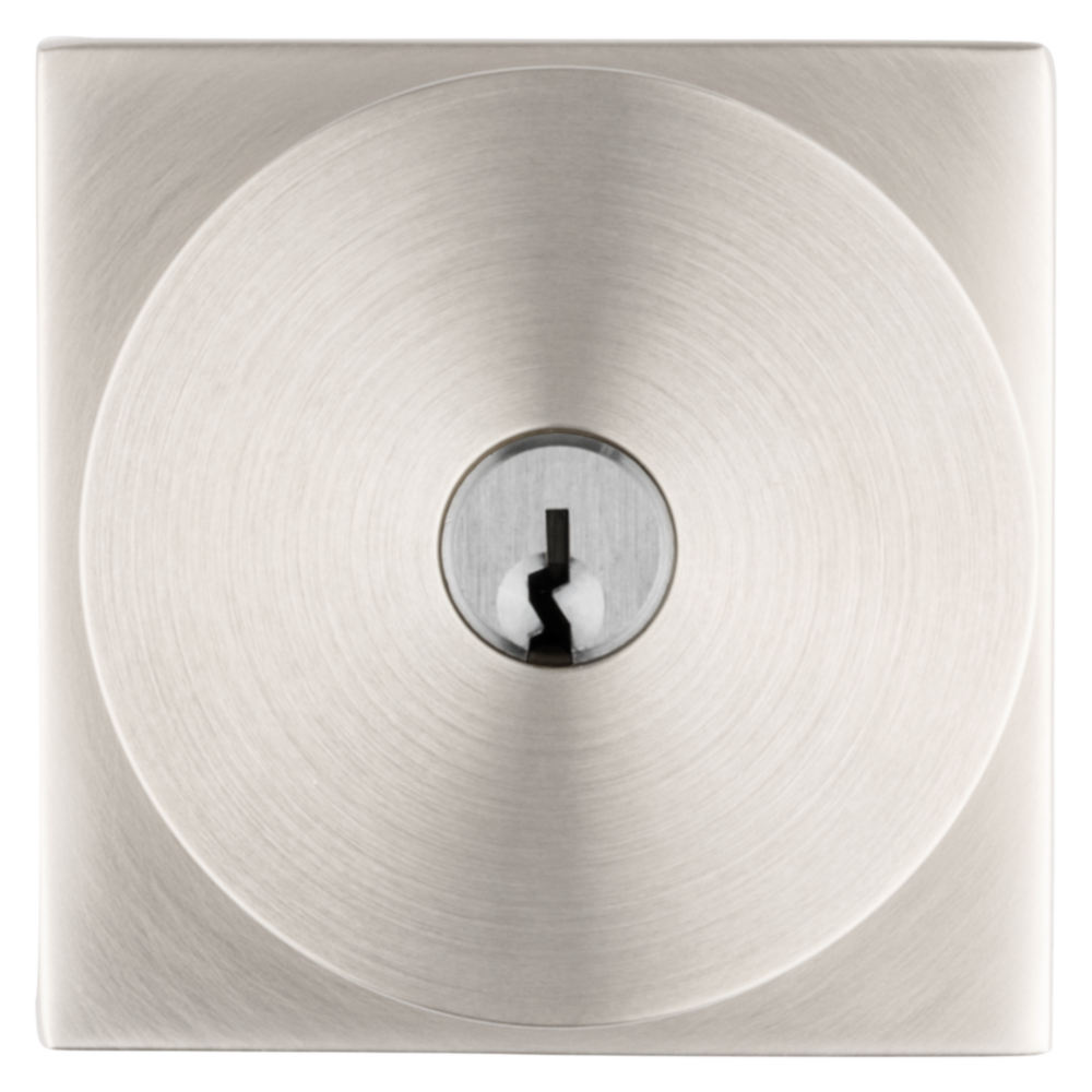 Baldwin Keyed Contemporary Knob Set with Square Rose Lifetime (PVD) Satin Nickel / Entry / Reversible
