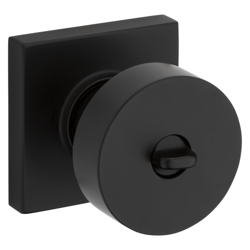 Baldwin Keyed Contemporary Knob Set with Square Rose Satin Black / Entry / Reversible