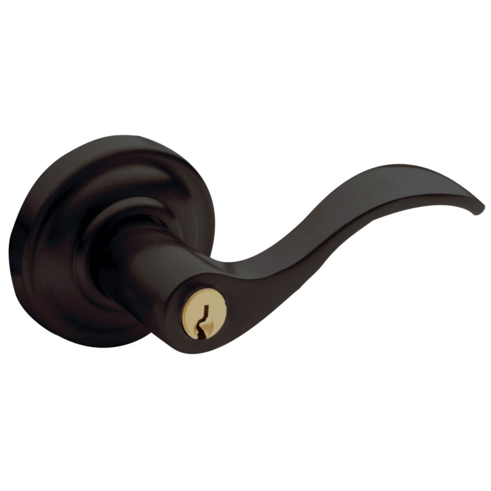 Baldwin Keyed Wave Lever Set with Classic Rose Oil-Rubbed Bronze / Entry / Reversible