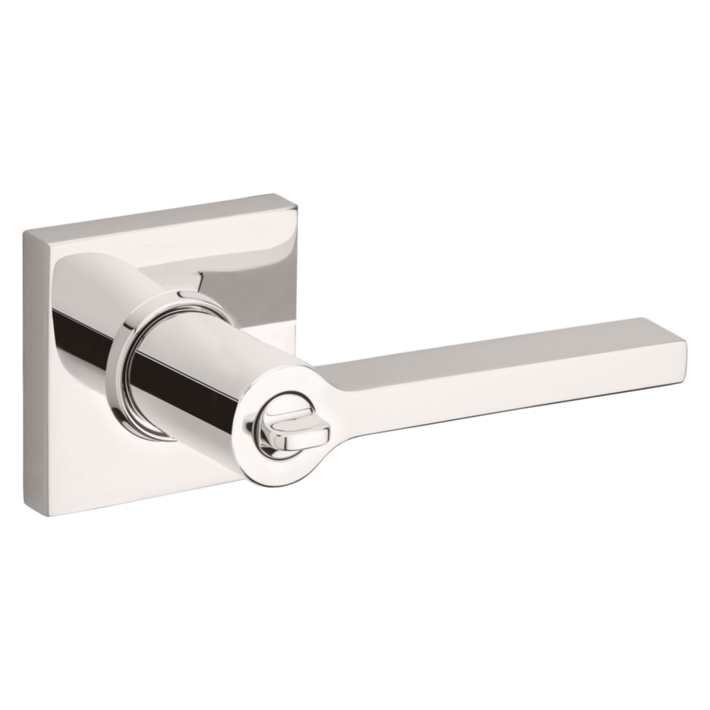 Baldwin Keyed Square Lever Set with Square Rose Lifetime (PVD) Polished Nickel / Entry / Reversible