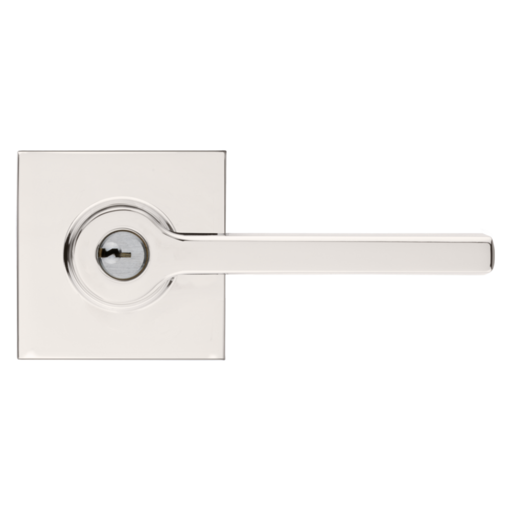 Baldwin Keyed Square Lever Set with Square Rose Lifetime (PVD) Polished Nickel / Entry / Reversible