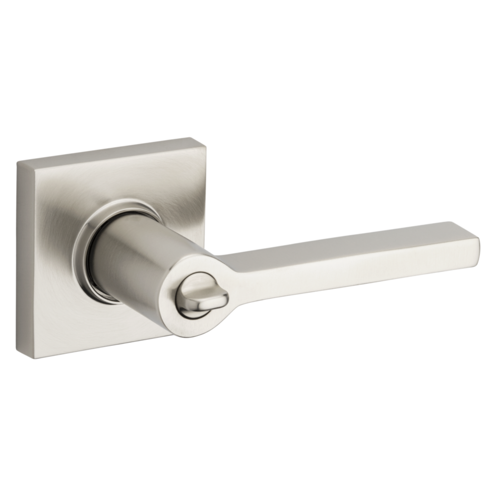 Baldwin Keyed Square Lever Set with Square Rose Lifetime (PVD) Satin Nickel / Entry / Reversible