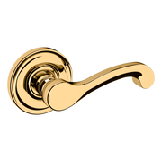 Baldwin 5445 Classic Lever Set with 5048 Rose Lifetime (PVD) Polished Brass / Passage / Reversible