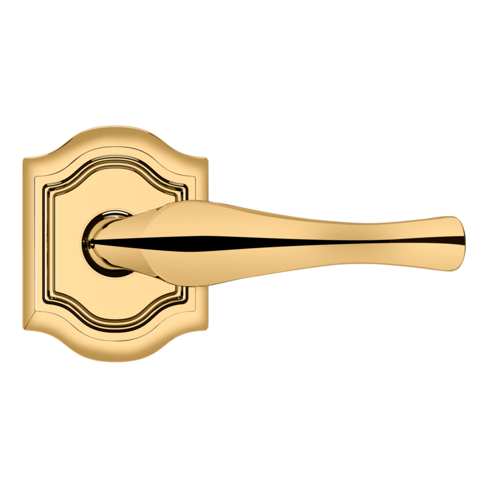 Baldwin 5447 Bethpage Lever Set with R027 Rose Lifetime (PVD) Polished Brass / Full Dummy / Reversible